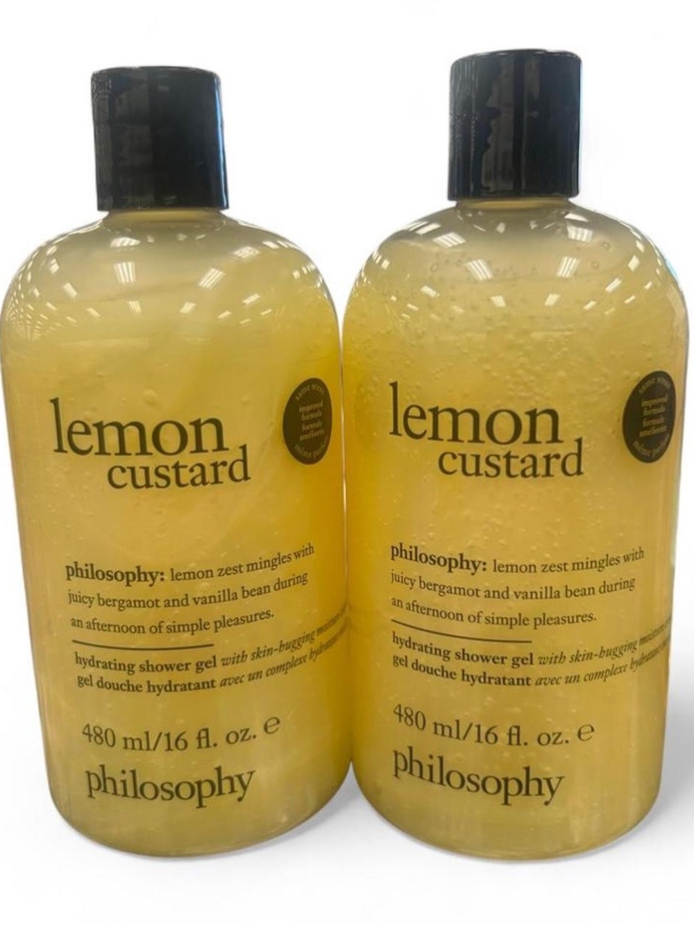 2 New Philosophy Lemon Custard Hydrating Shower Gel. 16oz each.